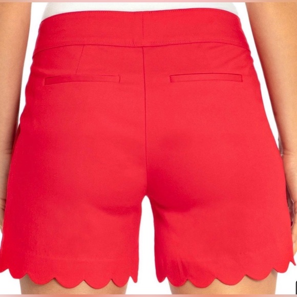 Isaac Mizrahi Scalloped Hem Mid Rise Red Cotton Blend Chino Shorts 10 - Picture 2 of 11